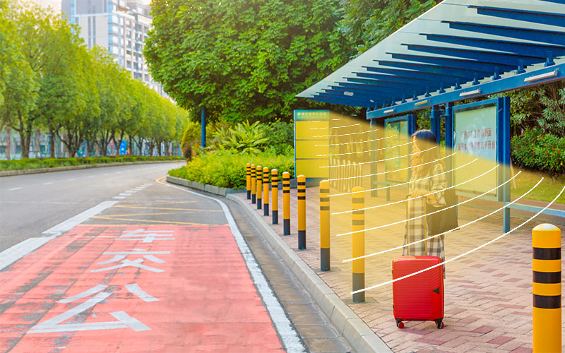 公交站台，定向扩声音箱