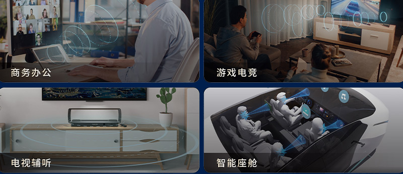 定向音响聚音屏技术已广泛应用于  　　商务办公、居家娱乐、老年人辅听等场景