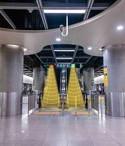 地铁定向扬声器定向发声示意图