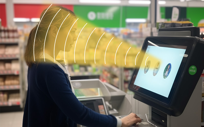 集成定向扬声器的自助收银机