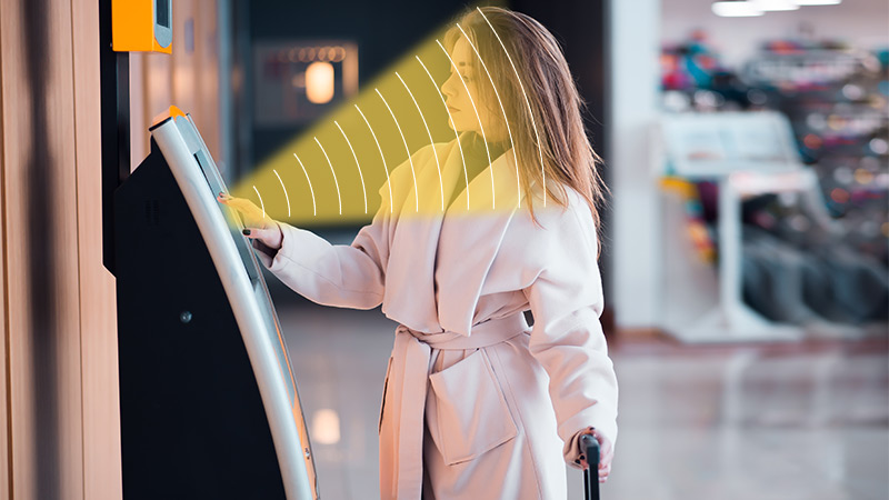 自助值机设备定向发声示意图