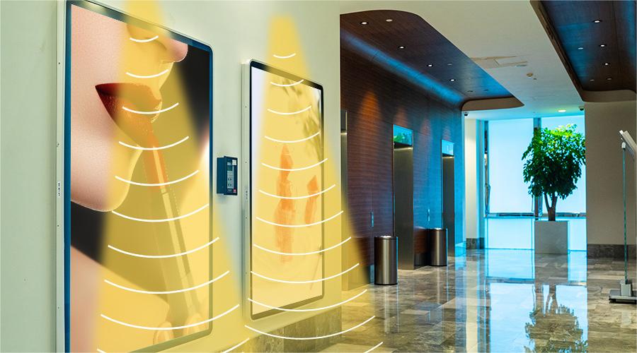 数字广告标牌定向音响,定向发声示意图