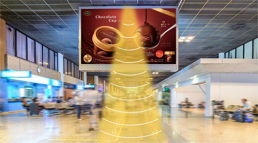 广告数字标牌定向音响,定向发声示意图