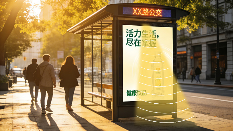 公交站台广告大屏集成定向扬声器,声场独立