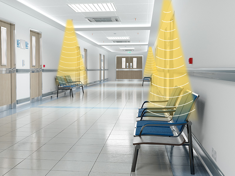 医院喇叭，声音分区示意图