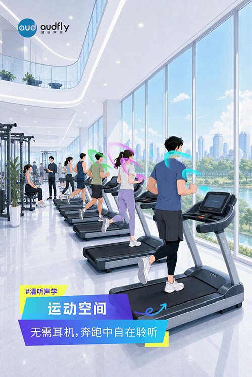 清听声学定向发声技术应用于健身房跑步机，打造无需耳机的专属音频体验