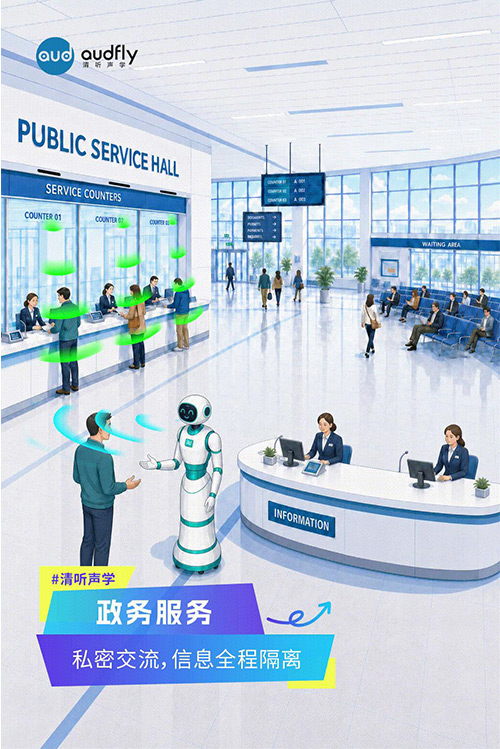 清听声学定向发声技术应用于政务服务窗口，实现窗口间精准传音，保护办事隐私