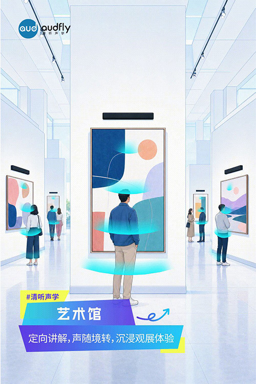 清听声学定向发声技术应用于博物馆和艺术馆展品讲解，实现走到哪听到哪的沉浸式观展体验