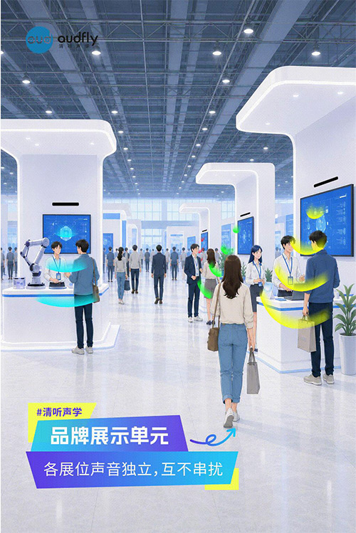 清听声学定向发声技术应用于品牌展示区，实现独立声音区域，提升品牌展示体验