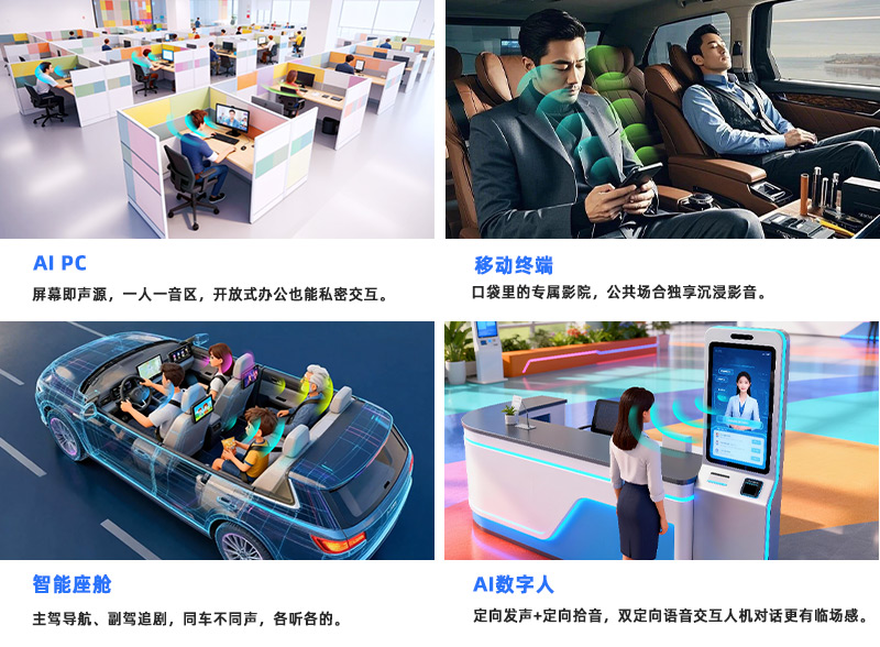 清听声学聚音屏技术已在AI PC、移动终端、智能座舱、AI数字人等领域广泛应用